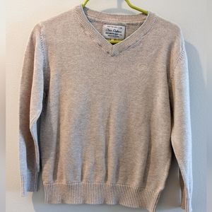 Toddler V-Neck Knit Sweater, beige, Size 90 (2-3 Years)